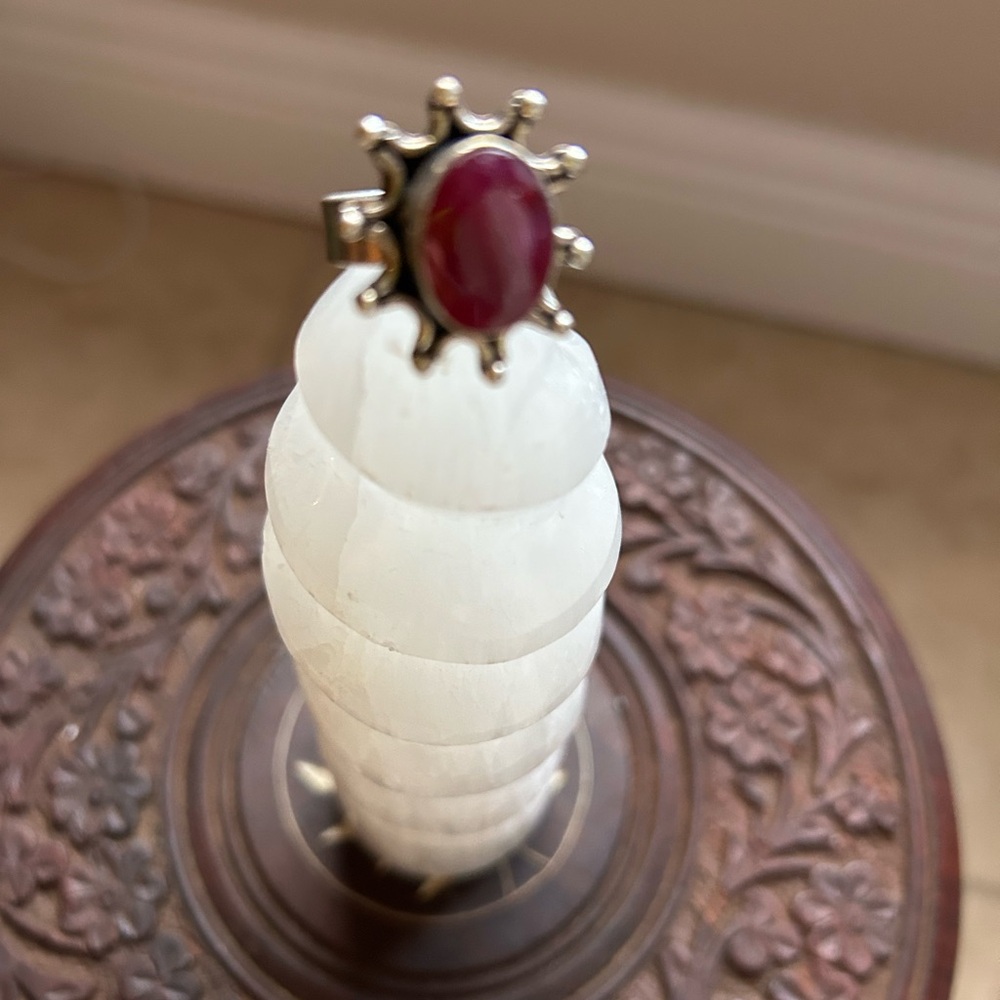 Elegant Silver and Ruby Gemstone Ring